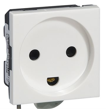 Legrand Mosaic Stikkontakt Dansk Standard 2P+J Enkelt, Hvid